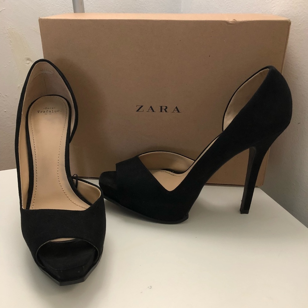 Zara asymmetrical cut platform heels